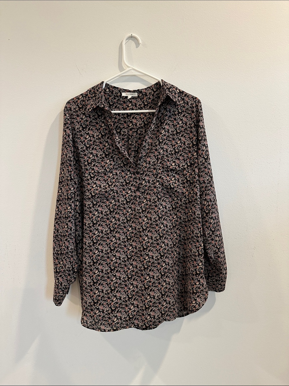 Pleione Black Tunic with Pink Floral Print